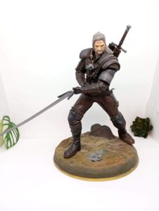 Figura pintada a mano de Geralt de Rivia de The Witcher, hecha en resina, 25 cm